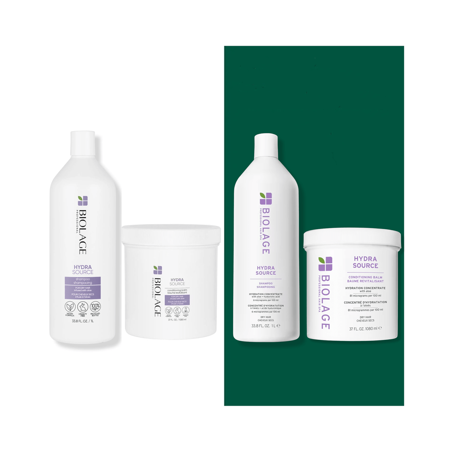 Biolage Hydra Source Shampoo 33oz & Conditioning Balm Jar 37oz Duo ($97 Value) - Beautifox