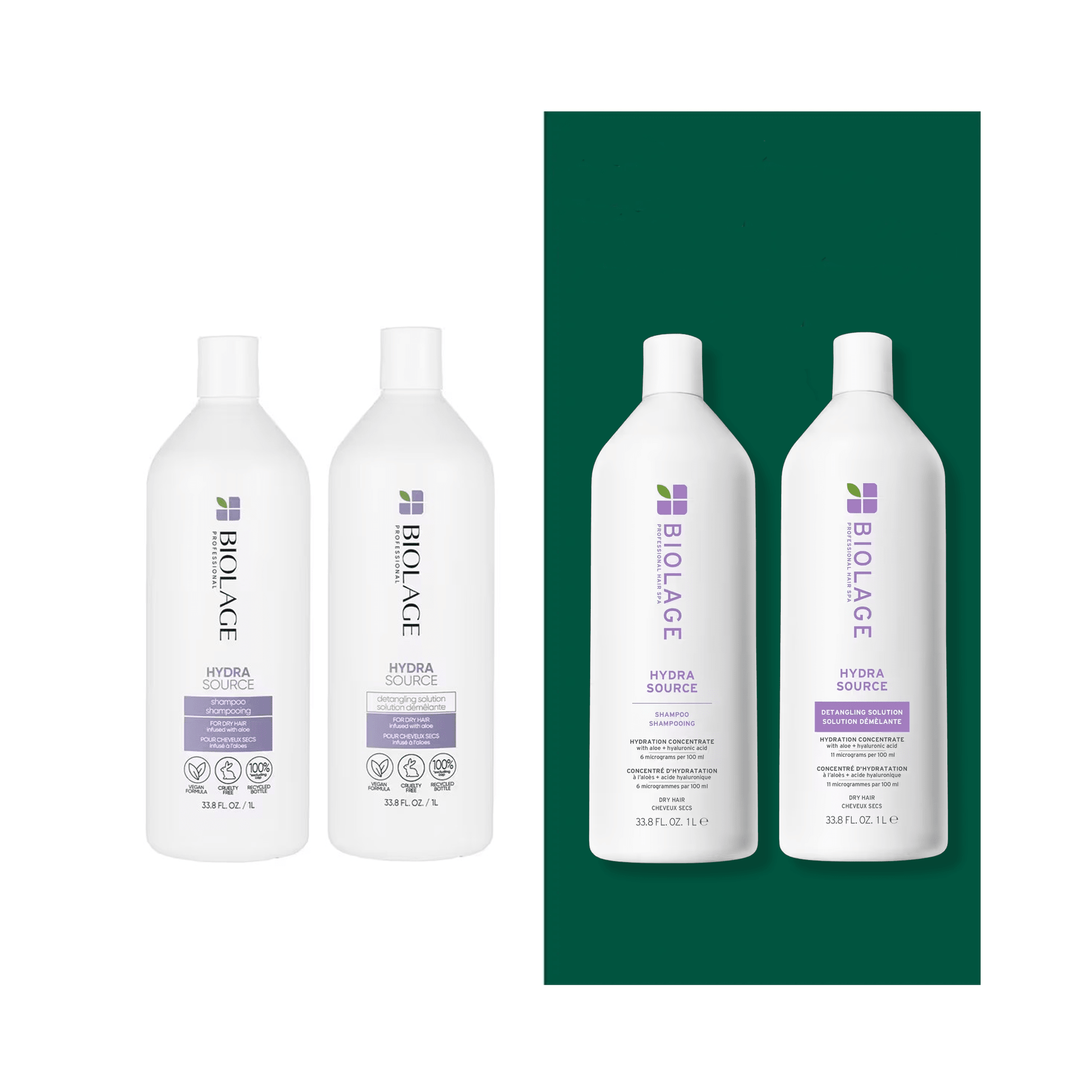 Biolage Hydra Source Shampoo & Detangling Solution Liter Duo ($90 Value) - Beautifox