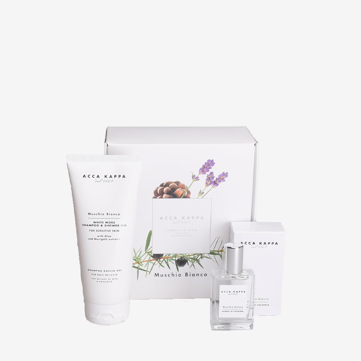 White Moss Eau De Cologne, Shampoo & Shower Gel Gift Set - Beautifox