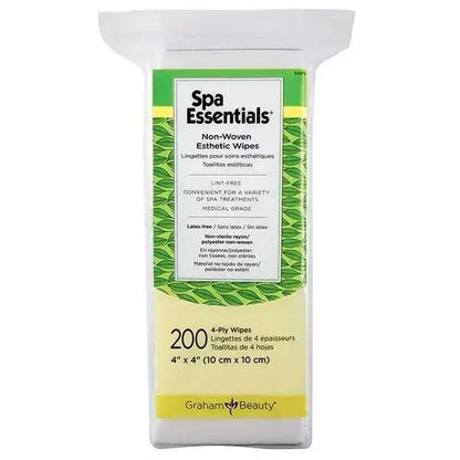 Spa Essentials 4" x 4" Non - woven Esthetic Wipes, 200 Pack - Beautifox